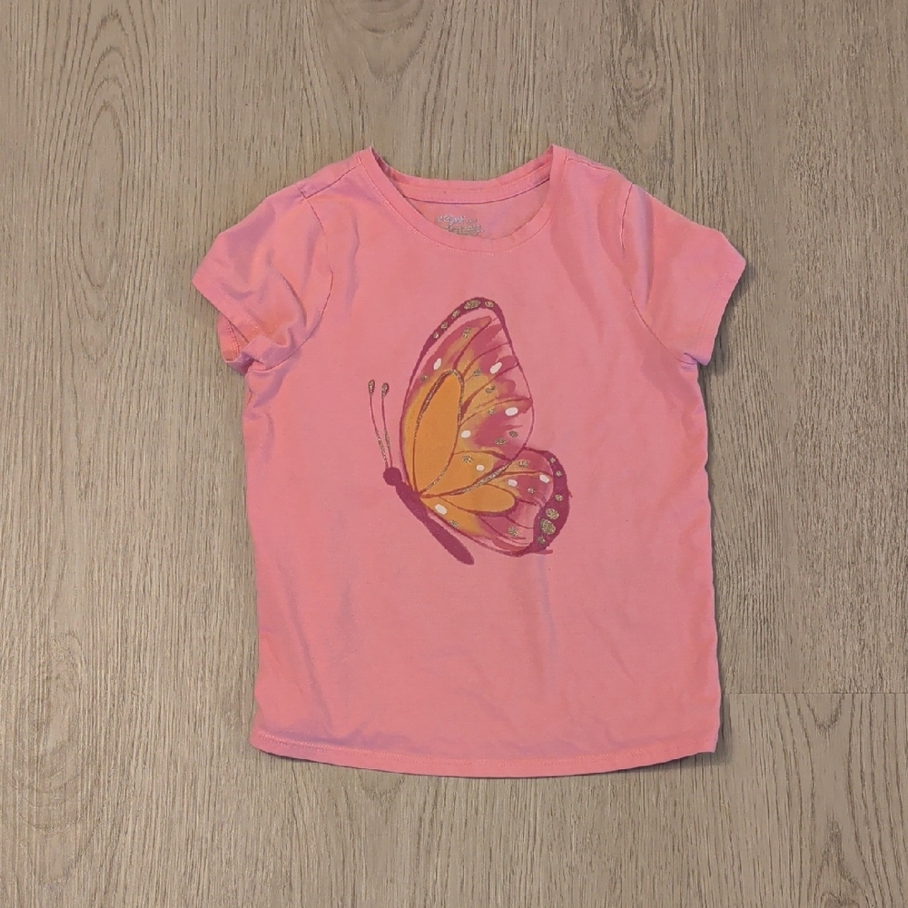 Cat & Jack Pink Tee with Orange Butterfly